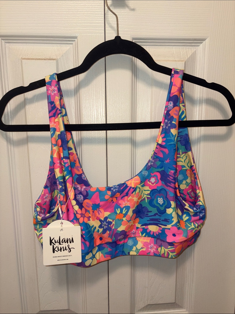 Kulani Kinis Floral Swim Bikini Top - Blue Pink Purple Orange